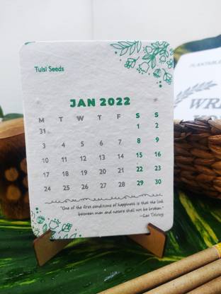 PampEarth Plantable Seed calendar 2022, infused with seeds, Office calendar 2022 Table Calendar