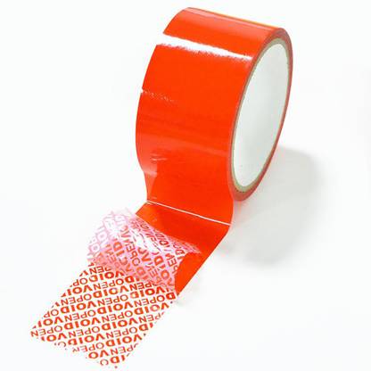 Securitech Void and Tamper Proof Evident Security Tape 18mm x 50 Meter (Red)-4 Tape Rolls Handheld Packing Tape (Manual)