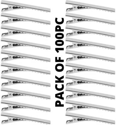 RAWAT Pack Of 100pc Alligator Hair Clips Pins Making Hair Bows Color-silver Size-7.5cm Hair Pin