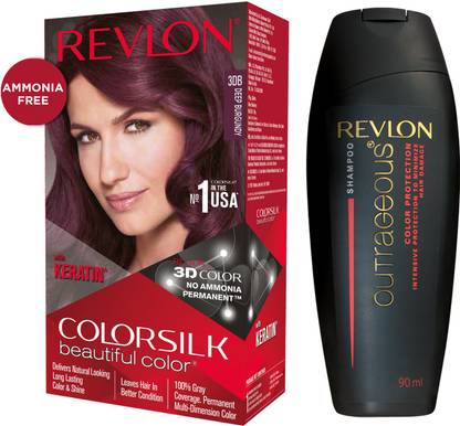 Revlon ColorSilk Hair Color with Keratin (With Free Outrageous Shampoo) , Deep Burgundy 3DB