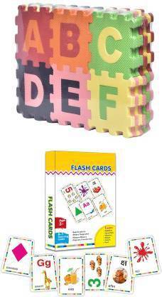 Pancikaa Combo of Flash Cards 6 in 1 And Alphabet and Number Learning Foam Mat 36 Pieces