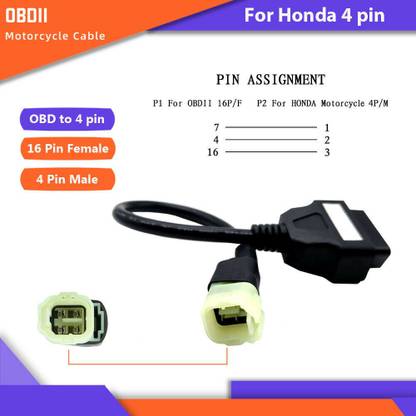 Xsentuals OBD2 HONDA 4 Pin OBD Cable OBD Interface
