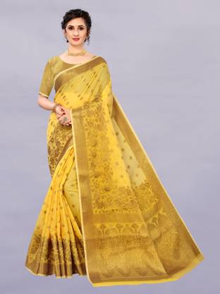 Woven Tant Cotton Blend, Art Silk Saree