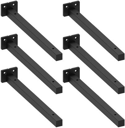 ROSE AHMED Shelf Brackets 12 inch 6-Pack Hidden Decorative Shelf Brackets Black 15 Shelf Bracket