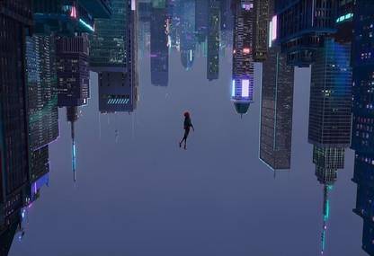 Smoky Design spider man skyscraper neon lights miles morales wallpaper Poster