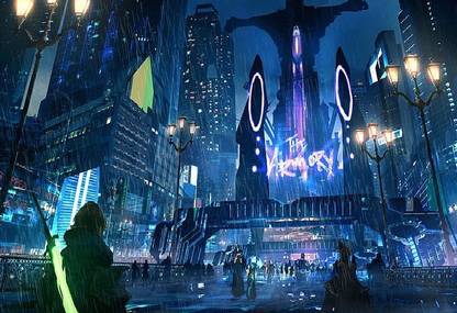 Smoky Design digital art futuristic science fiction neon lights wallpaper Poster