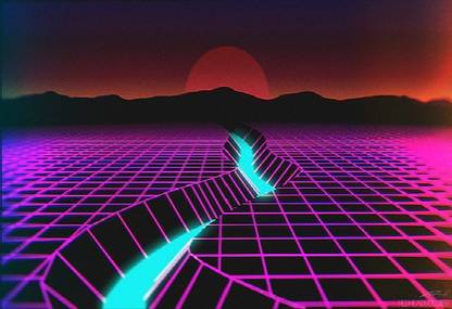 Smoky Design new retro wave neon synthwave wireframe wallpaper Poster