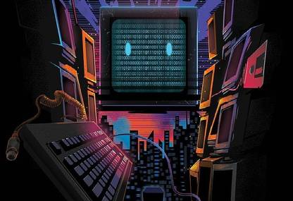 Smoky Design technology retrowave binary code electro wave wallpaper Poster