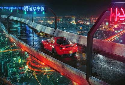 Smoky Design 3d render car mazda rx7 wallpaper Poster