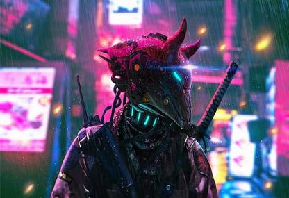 Smoky Design cyberpunk neon futuristic science fiction neon lights hd wallpaper Poster