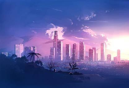 Smoky Design music the city style landscape 80s hd wallpaper Poster