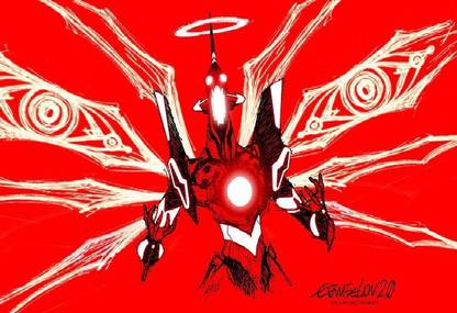 Smoky Design neon genesis evangelion eva unit 01 anime purple background wallpaper Poster