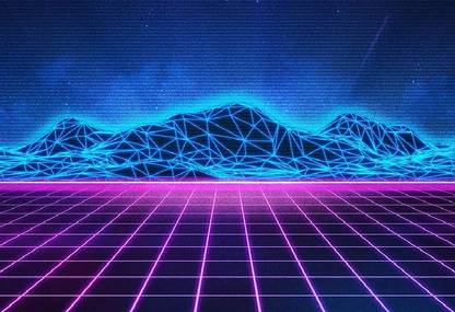 Smoky Design retrofuture digital art synthwave light wallpaper Poster