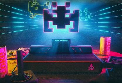 Smoky Design retro games neon hd wallpaper Poster