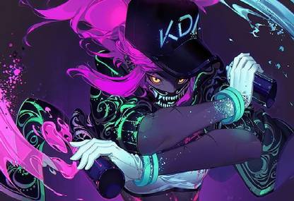 Smoky Design women league of legends kda akali neon hd wallpaper Poster
