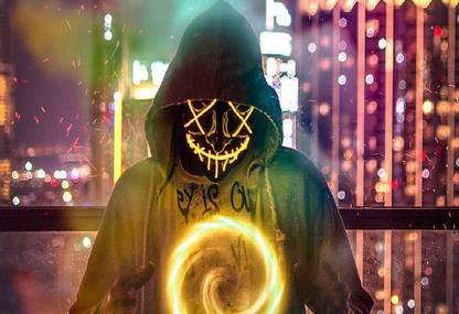 Smoky Design artistic neon mask hd wallpaper Poster