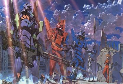 L6YpVFF2 neon genesis evangelion eva unit 01 eva unit 02 eva unit 00 wallpaper Poster Paper Print