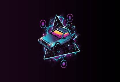Smoky Design delorean dmc 12 delorean dmc 12 neon back to the future hd wallpaper Poster