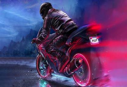 Smoky Design digital art motorcycle pilot fantasy art wallpaper Poster