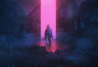 Smoky Design artwork digital art neon astronaut wallpaper Poster