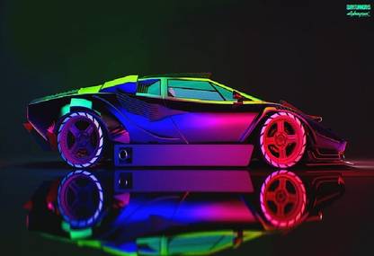 Smoky Design auto lamborghini neon machine wallpaper Poster