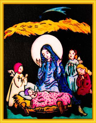 sarla art and craft Jesus Birth Emboss Painting Kit