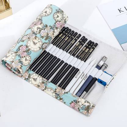 Levin Nyoni Sketch Pencil Kit of 29 pcs Pencil Holder Case Roll up Graphite Pencils
