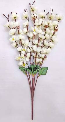well art gallery Artificial White Blossom Flower Bunch for Home Decor,9stick for Vases(white) White Cherry Blossom Artificial Flower