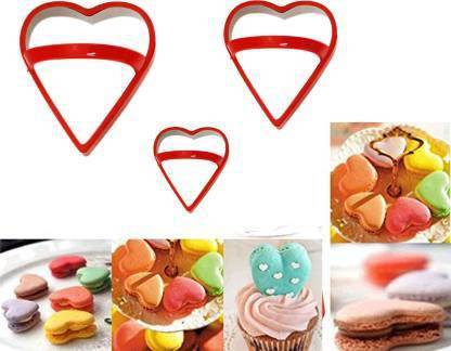 AVMART Heart Shaped Cookie Cutter, Chocolate, Pastry, Pudding, Cake Cutter (Set of 3) with Handle Cookie Cutter