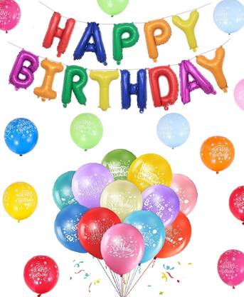 R G ACCESSORIES Solid Happy Birthday With printed balloon for all-Pack Of 31- Balloon