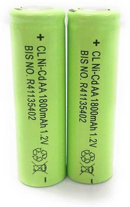 kp 1800mAh(Flat) 2Pcs 1.2V 1800mAh AA Ni-CD  Shaver Rechargeable   Battery