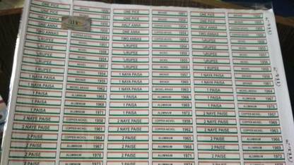 Ihc India Regular Coins Year Wise Sticker ( Till 2020 ) ~ Good for Collection Coin Bank