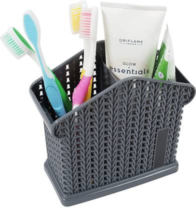 WHITEIBIS Toothbrush Holder Stand for Bathroom/ Table Cutlery Stand for Kitchen Plastic Toothbrush Holder