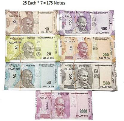 Dilurban New Offer Nakli Indian Notes Gag Toy Dummy Indian Currency 7 Unit(25 per unit) NAKLI INDIAN TOY NOTE Gag Toy