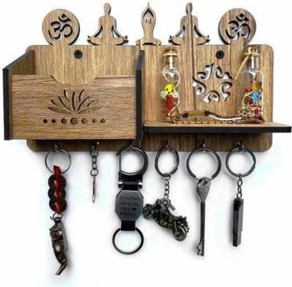 GORANSHI HANDICRAFTS Wooden Yoga Design Key & Mobile Hanger for Wall Wood Key Holder