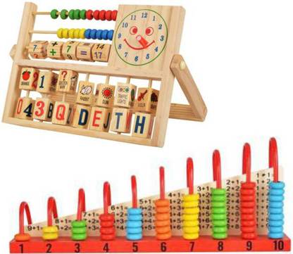 QWICK CLICK Abacus Flap Letters & Shelf Counting Calculation Maths Educational Wooden Toys