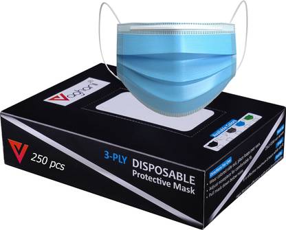 Vaghani 3 Ply Surgical Mask (250 Piece) ( With Pin ) Non-Reusable Surgical Mask With Melt Blown Fabric Layer
