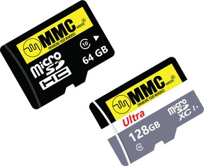 MMC Premium 64GB+128GB Micro SD card, 64GB+128GB Memory Card, Class 10 (Lifetime warranty) MMC 64GB + 128GB Memory Card 128 GB MicroSD Card Class 10 120 MB/s  Memory Card Compatible with Camera, Gaming Console, Mobile, Tablet
