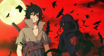 Naruto Itachi Uchiha Sasuke Uchiha Hd Matte finish Poster Paper Print