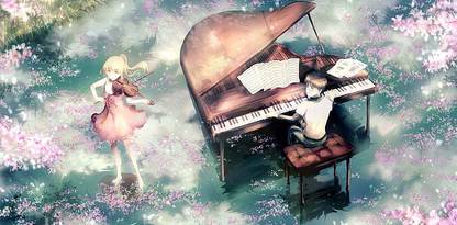 Anime Your Lie In April Kaori Miyazono Kousei Arima Matte Finish Poster Paper Print