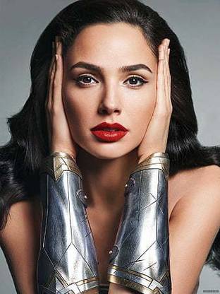 Gal Gadot Actress Women Red Lipstick Wonder Woman Face Celebrity Hands In Hair Matte Finish Poster Paper Print