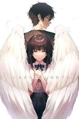 Hyouka Anime Girls Anime Boys 2D Simple Background Long Hair Short Hair Angel Wings Matte Finish Poster Paper Print