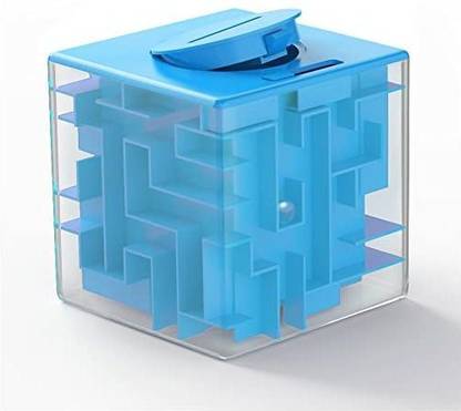 spark magic cube Money Maze Game , 3D Rolling Ball Maze Cube Puzzle (Yellow / Blue)