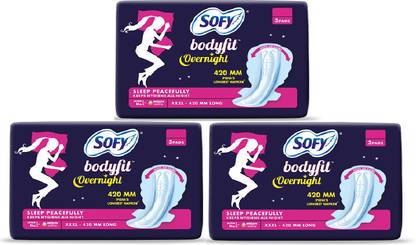 SOFY Bodyfit Overnight, XXXL - (3+3+3 Count) Sanitary Pad