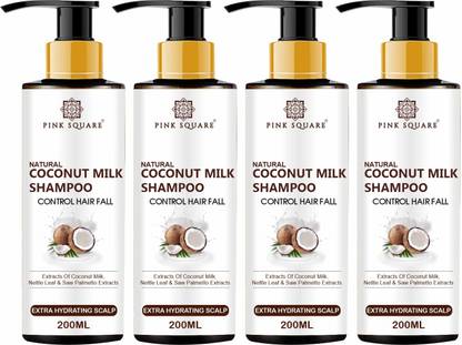 Pink Square Coconut Milk Shampoo For Hydrate,Nourishment Combo Pack 4 Bottle of200ml(800 ml