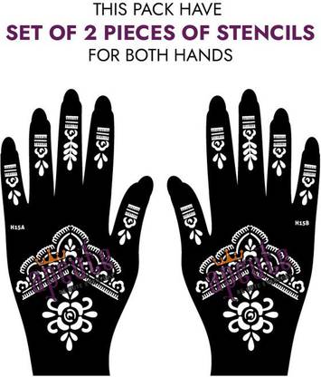 APCUTE Henna Stencils Set of 2 Piece|Mehandi Tattoo stencil Mehandi Kit for Both hand