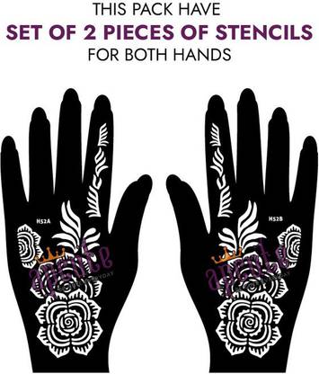 APCUTE Temporary Tattoos Set of 2 Piece|Henna Tattoo stencil Indian Design Collection