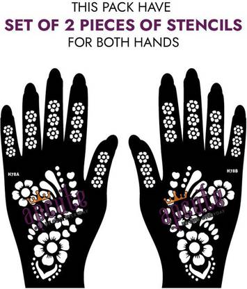 APCUTE Henna Stickers For Hands Set of 2 Piece|Mehandi Tattoo stencil Premium Design