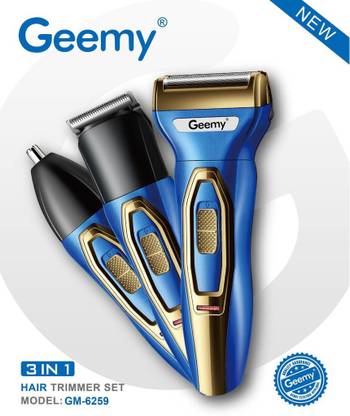 A One Quality Geemy Gm 6259 Rechargeable Electric Cordless Nose Ear and Hair Trimmer Trimmer 60 min  Runtime 3 Length Settings