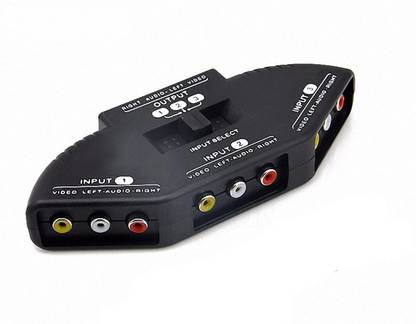 microware  TV-out Cable 3-Way Audio Video RCA Composite AV Video Game Selector Switch Box Splitter